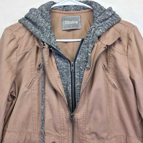 2Sable Jacket Womens M Brown Heathered Gray Minimalist Outdoor Utility Shacket - Picture 9 of 16